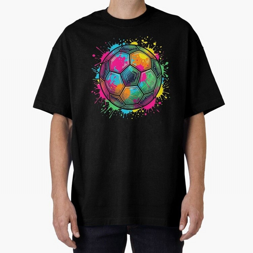 Color Splash Artistic Soccer Ball Design Oversized T-Shirt Feel the Heartbeat of Match Day Hype around FIFA World Cup 2026, Haaland, Netherlands, Football History, Final Match Energy, Crowd Noise and Once in a Lifetime Moments; Created for Match