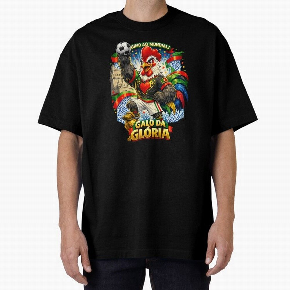 Portugal Rooster World Cup 2026 Fan Art Oversized T-Shirt Celebrate Every Goal in FIFA World Cup 2026 USA Canada Mexico Spirit, Driven by Netherlands, Cristiano Ronaldo, Haaland and CR7, Global Supporter Spirit, Legendary Goals, National Colors and