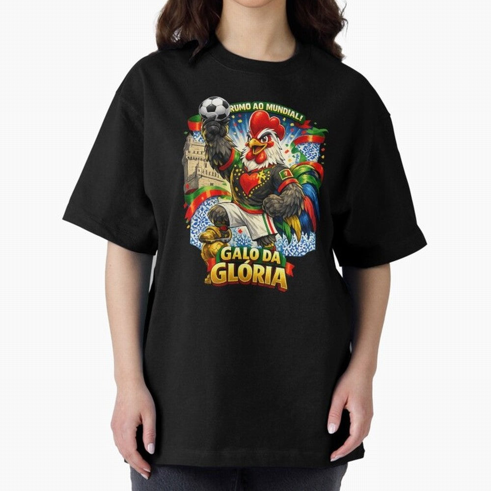 Portugal Rooster World Cup 2026 Fan Art Oversized T-Shirt Celebrate Every Goal in FIFA World Cup 2026 USA Canada Mexico Spirit, Driven by Netherlands, Cristiano Ronaldo, Haaland and CR7, Global Supporter Spirit, Legendary Goals, National Colors and