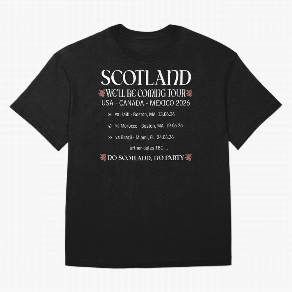 Scotland We'll be Coming Tour Oversized T-Shirt Follow FIFA World Cup 2026 Group Stage for Fans of Mbappe and Argentina, Bringing Stadium Memories, Football Loyalty, International Chants and Championship Tradition; Great for Supporters Who Love