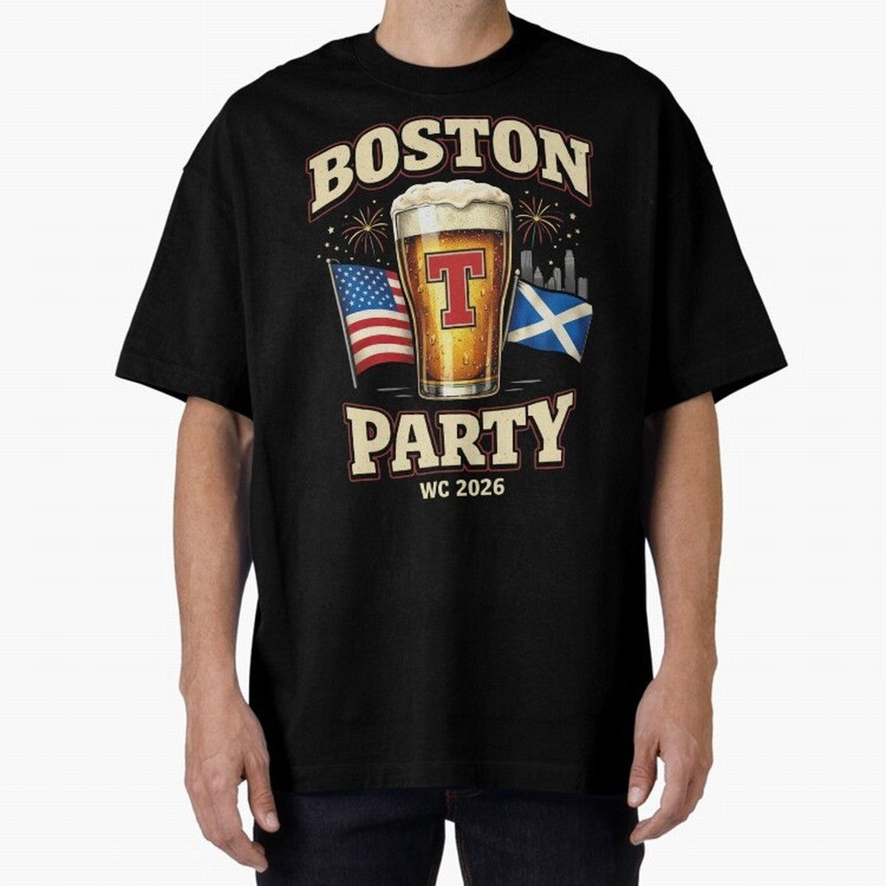 Boston T?Party Scotland Football WC 2026 Oversized T-Shirt Bring a Vintage Feel to FIFA World Cup 2026 Group Stage for Fans of Messi, CR7 and Mbappe and Argentina and Brazil, Bringing Champion Mindset, Group Stage Buzz, Knockout Tension and
