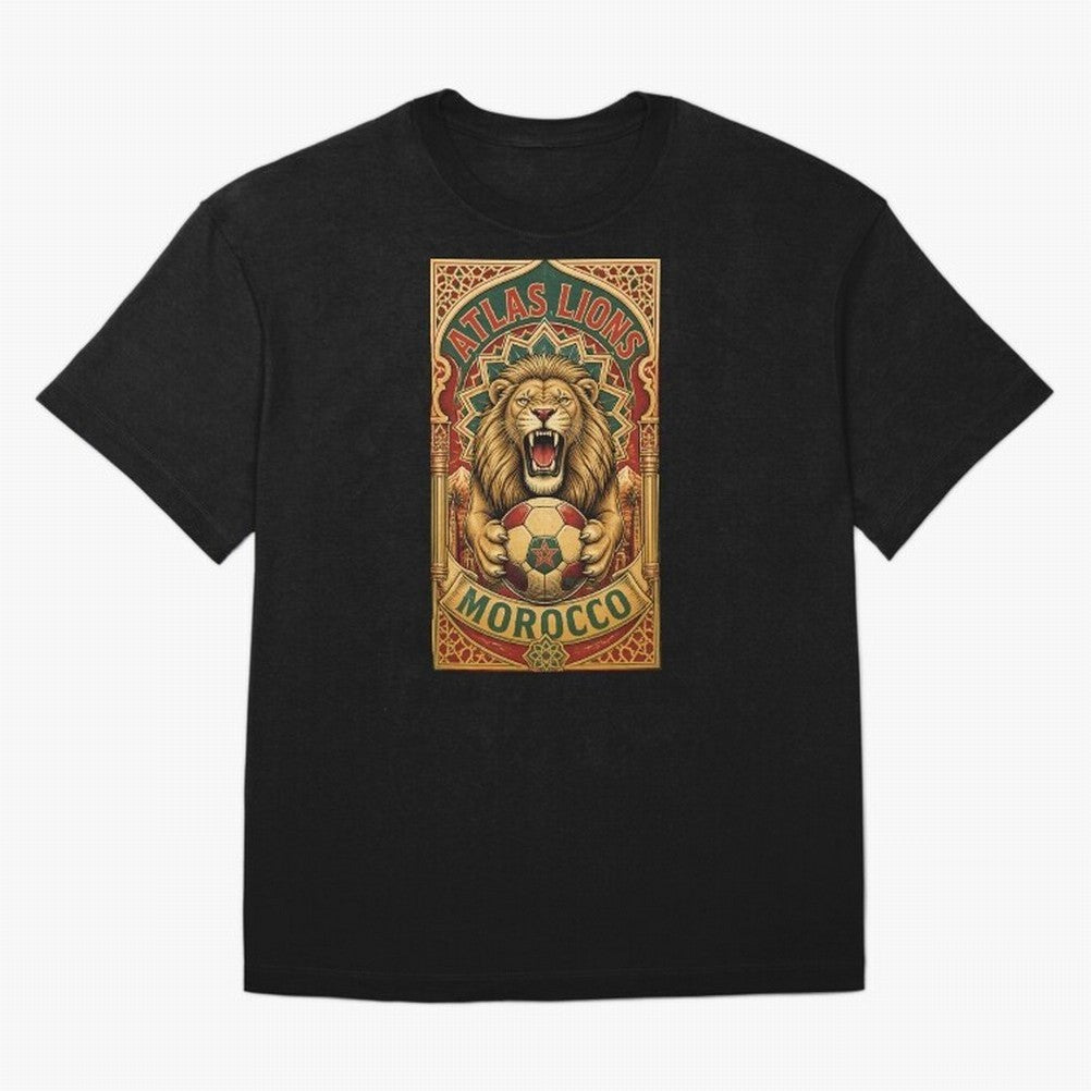 Morocco Soccer Lion - Atlas Lions Vintage African Football Fan T-Shirt Oversized T-Shirt Keep the Legacy of Match Day Hype around FIFA World Cup 2026, Haaland and Mbappe, England and Germany, Stadium Memories, Football Loyalty, International Chants