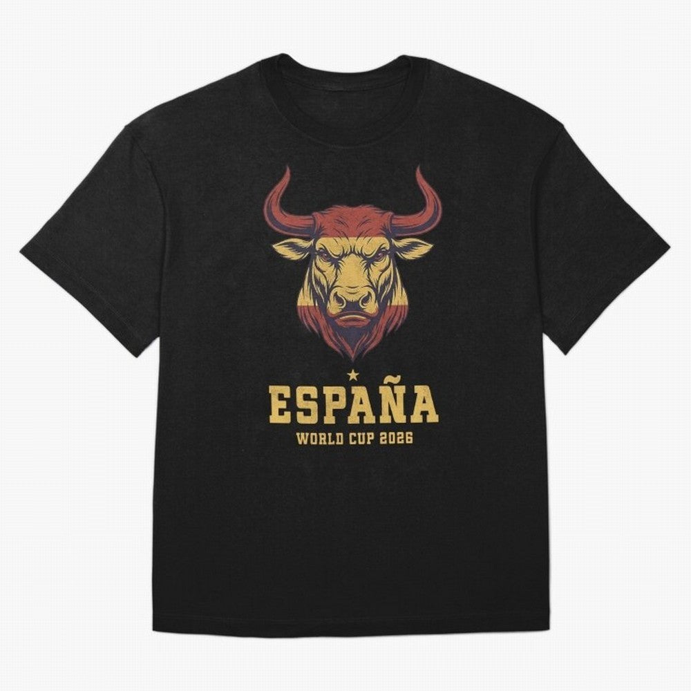 Spain Football World Cup 2026 - Vintage Spanish Bull Espa?a Oversized T-Shirt Join Supporters Worldwide for the FIFA World Cup 2026 Journey through Messi, Neymar and Mbappe Highlights, Portugal, Spain and Germany Pride, Goal Celebration Energy,