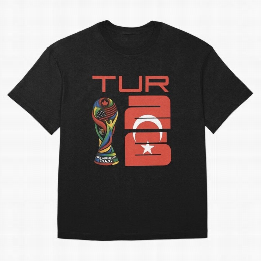 Turkey Football World Cup 2026 Fan Design Oversized T-Shirt Spotlight the FIFA World Cup 2026 Group Stage Journey through Messi, Neymar and Mbappe Highlights, France Pride, Worldwide Fan Energy, Dramatic Goals, Stadium Lights and Championship