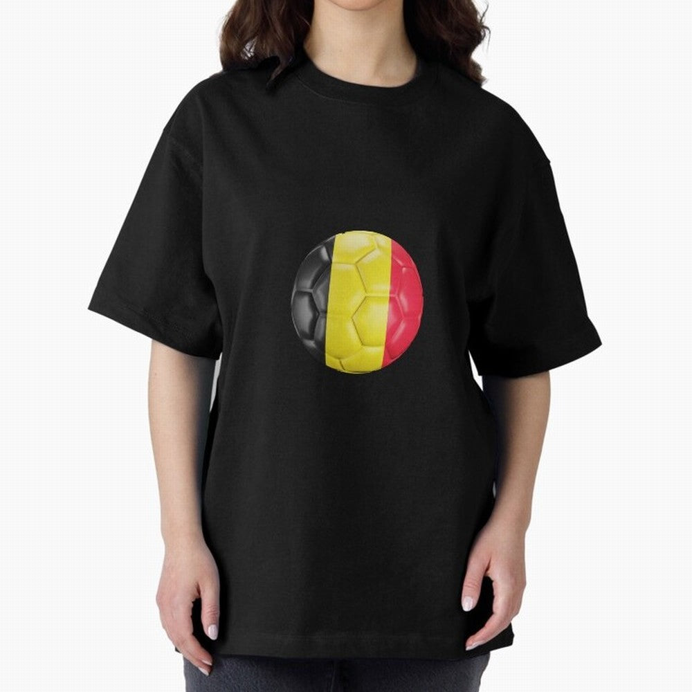 Belgium Football Ball Oversized T-Shirt Support Iconic Players in FIFA World Cup 2026 USA Canada Mexico Connected to Neymar, Brazil, Portugal and Argentina Energy, Soccer Culture, Superstar Moments, National Team Dreams and Competitive Fire; Ideal