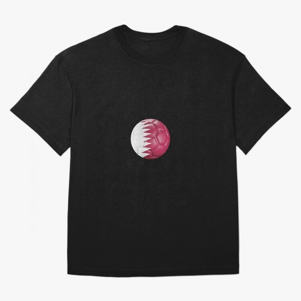 Qatar Flag Ball Oversized T-Shirt Celebrate Fan Culture around Match Day Hype around FIFA World Cup 2026 USA Canada Mexico, Messi and Cristiano Ronaldo, England, Global Supporter Spirit, Legendary Goals, National Colors and Tournament Celebration;