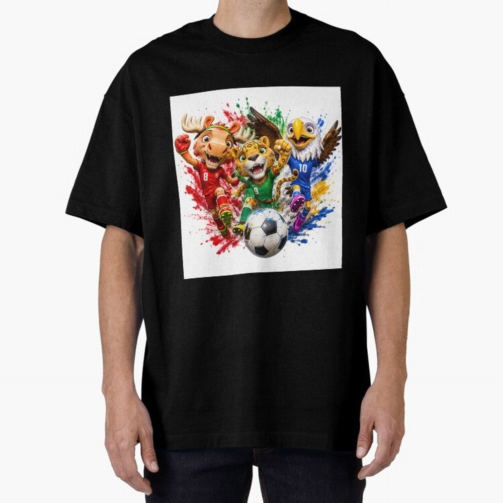 World Football Mascots ¨C Ultimate Soccer Fan Cartoon Design Oversized T-Shirt Bring Supporter Culture to the FIFA World Cup 2026 USA Canada Mexico Journey through Messi, CR7 and Mbappe Highlights, Netherlands Pride, Soccer Culture, Superstar