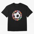 Global Nations Football Circle Art Oversized T-Shirt Celebrate Fan Culture around the FIFA World Cup 2026 USA Canada Mexico Journey through Neymar Highlights, England Pride, Match Day Excitement, Supporter Culture, Golden Goals and Global Football