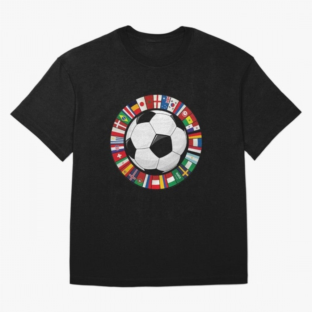 Global Nations Football Circle Art Oversized T-Shirt Celebrate Fan Culture around the FIFA World Cup 2026 USA Canada Mexico Journey through Neymar Highlights, England Pride, Match Day Excitement, Supporter Culture, Golden Goals and Global Football