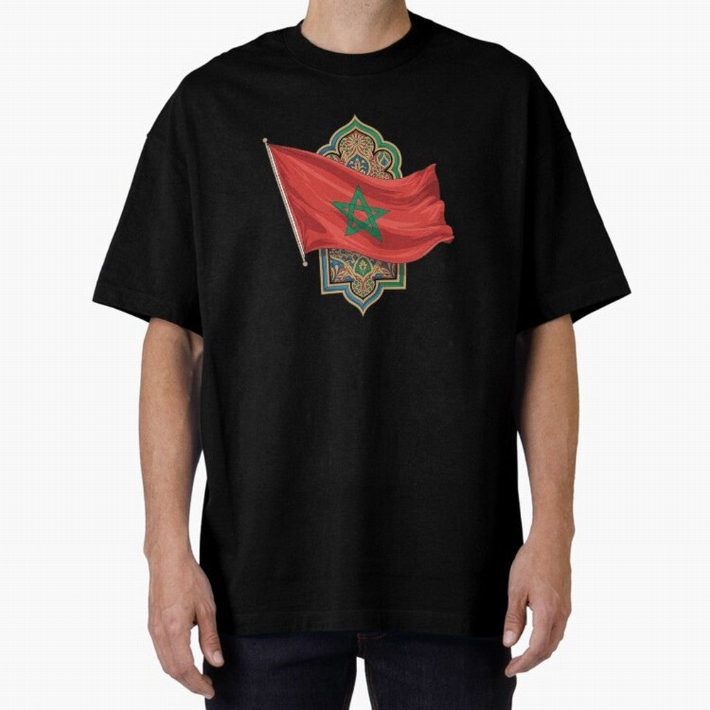 Morocco Flag Heritage World Cup 2026 Oversized T-Shirt Support Your Favorite Stars during FIFA World Cup 2026 Group Stage Highlighting Cristiano Ronaldo, Haaland and CR7, Brazil Energy, Game Day Rituals, Football Legends, Country Pride and the Road