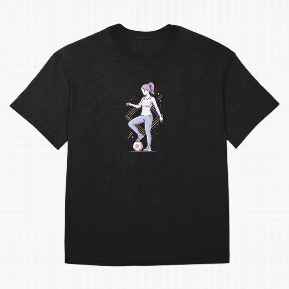 Female Soccer Player Athlete Line Art Oversized T-Shirt Bring a Vintage Feel to FIFA World Cup 2026 Featuring Messi, Neymar and Mbappe, Netherlands Energy, Football Festival Excitement, Trophy Ambitions, Country Rivalries and Star Player Buzz; Made