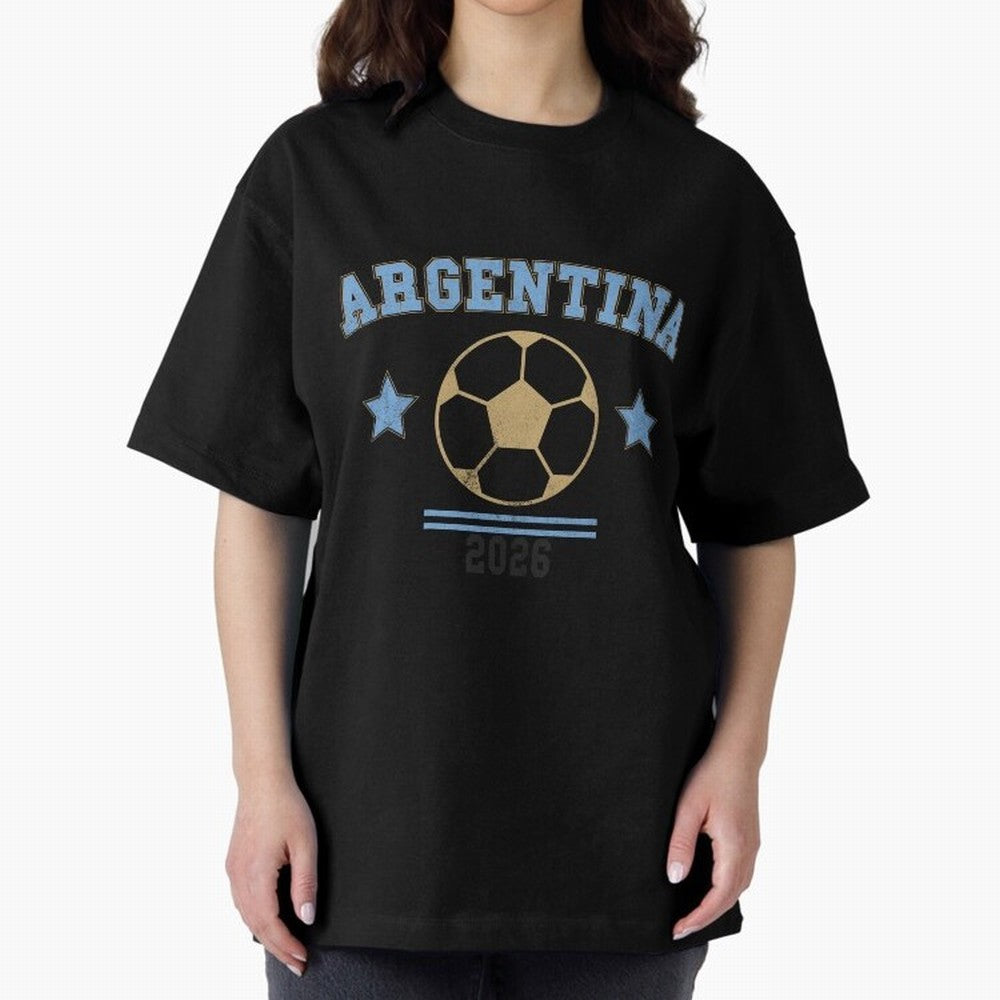 Argentina 2026 ¡ª Vintage Soccer Tee Oversized T-Shirt Bring World Football Passion into FIFA World Cup 2026 USA Canada Mexico Featuring Haaland and Mbappe, Spain Energy, Championship Spirit, Famous Goals, Roaring Crowds and International Football
