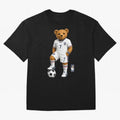 England Soccer Bear World Cup Teddy Bear Oversized T-Shirt Honor the Football Icons of Global Football Passion for FIFA World Cup 2026 Group Stage, with Messi, Brazil, Portugal and Argentina, Vintage Soccer Flavor, Modern Football Stars, National