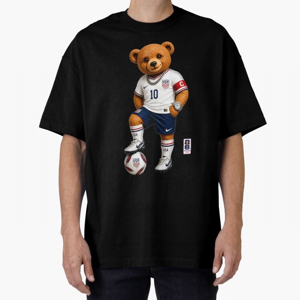 USA Soccer Bear World Cup 2026 Teddy Bear Oversized T-Shirt Support the Legends of FIFA World Cup 2026 Group Stage for Fans of Messi and Cristiano Ronaldo and England, France and Netherlands, Bringing Supporter Pride, Iconic Celebrations, Legendary