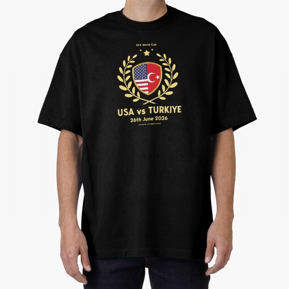 Copy of FIFA World Cup - USA v Turkiye Oversized T-Shirt Carry the Dream of Global Football Passion for FIFA World Cup 2026, Centered on Messi, Neymar and Mbappe, Argentina and Brazil, Fan Favorite Moments, National Team Passion, Big Match Drama
