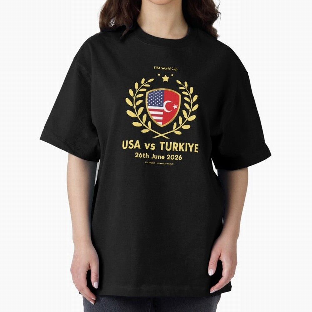 Copy of FIFA World Cup - USA v Turkiye Oversized T-Shirt Carry the Dream of Global Football Passion for FIFA World Cup 2026, Centered on Messi, Neymar and Mbappe, Argentina and Brazil, Fan Favorite Moments, National Team Passion, Big Match Drama