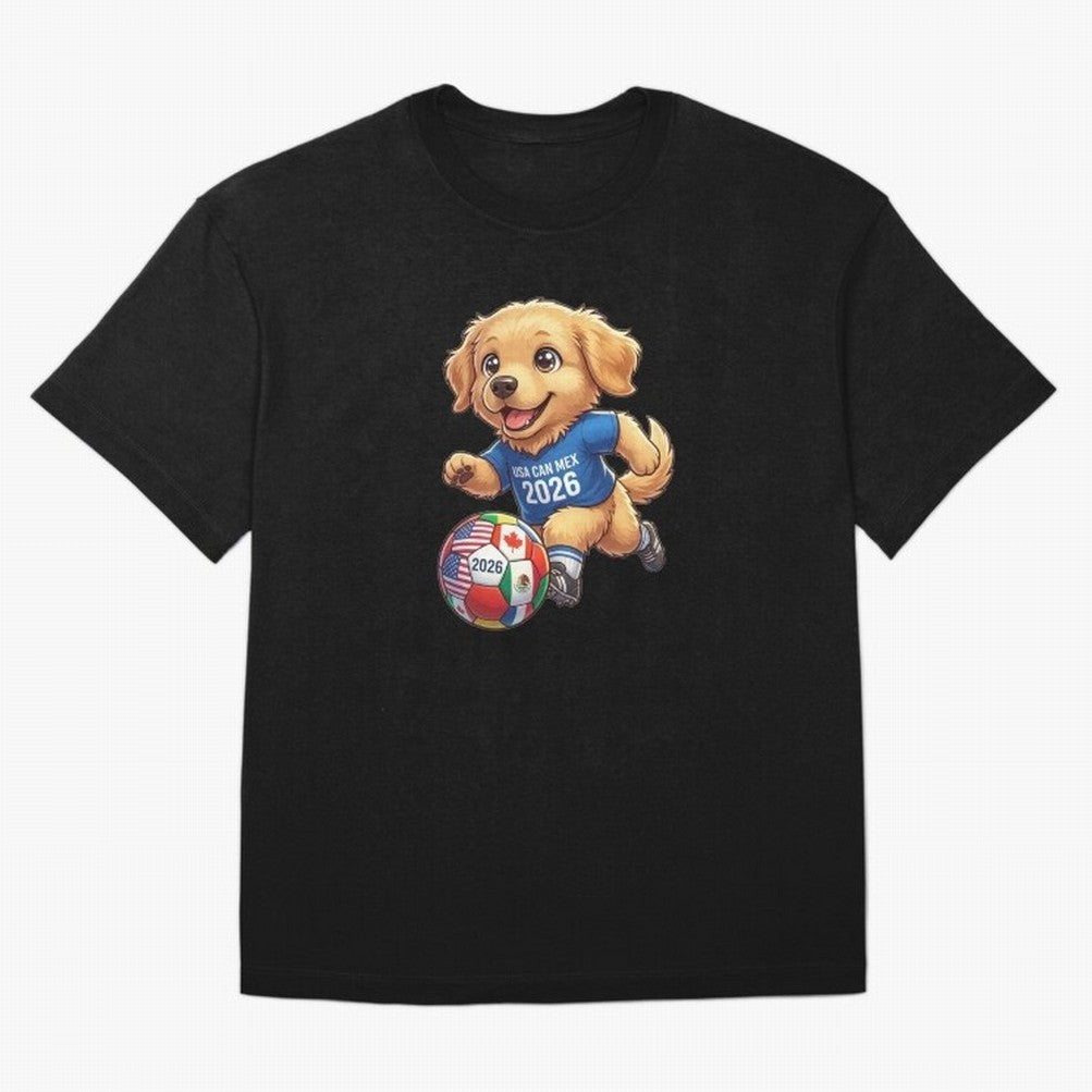 Golden Retriever Soccer Champ - World Cup 2026 Spirit Oversized T-Shirt Feel the Roar of FIFA World Cup 2026 with Messi, Neymar and Mbappe, Argentina, France and Brazil Energy, Championship Spirit, Famous Goals, Roaring Crowds and International