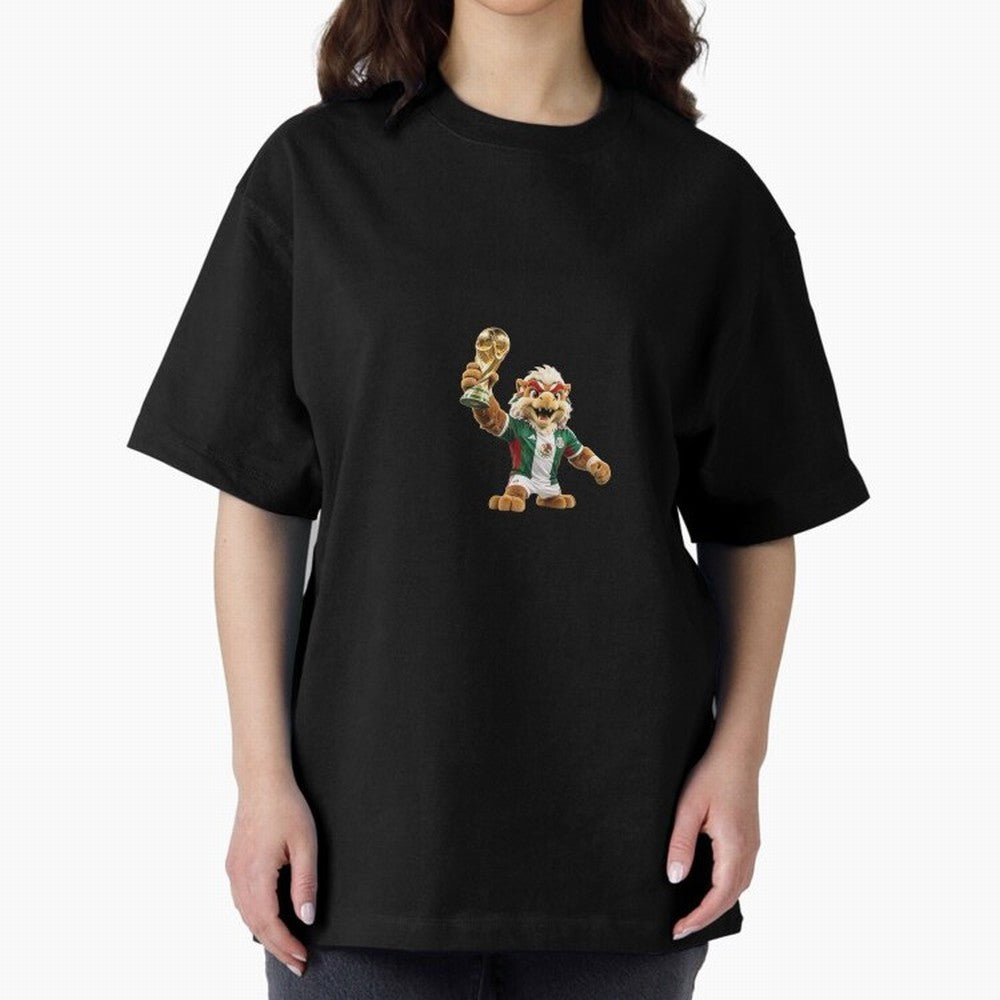 Mexico Soccer Mascot Champion - Mexican Football Victory Trophy 2026 Oversized T-Shirt Enjoy the Biggest Football Party of Global Football Passion for FIFA World Cup 2026 USA Canada Mexico, Inspired by CR7, Germany, Global Supporter Spirit,