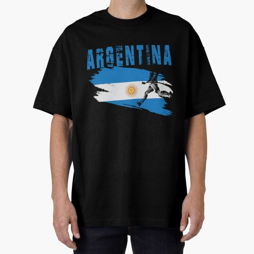 Argentina World Cup 2026 ¨C Pride in Motion Oversized T-Shirt Make the Season About Global Football Passion for FIFA World Cup 2026 USA Canada Mexico, Featuring Messi, CR7 and Mbappe, Argentina, France and Brazil, Championship Spirit, Famous Goals,