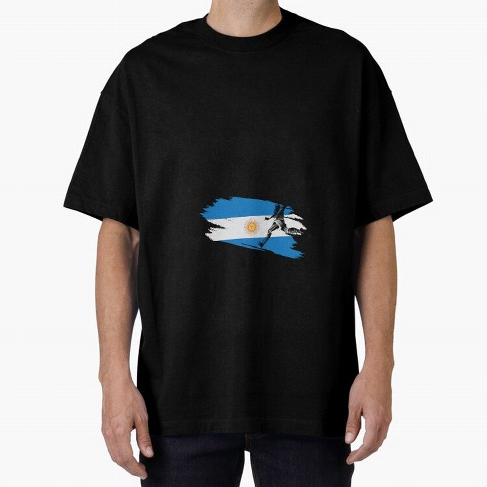 Argentina 2026 ¨C Muchachos ¨C Rumbo a la Cuarta en USA 2026 Oversized T-Shirt Stand Proud for FIFA World Cup 2026 Spirit, Built around Netherlands, Mbappe, Sports Nostalgia, International Competition, Famous Players and Unforgettable Victories;