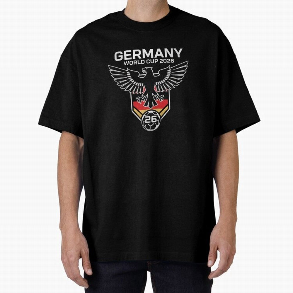 Germany National Football Team World Cup 2026 Eagle Logo Oversized T-Shirt Celebrate Every Goal in FIFA World Cup 2026 Spirit, Centered on Netherlands, Mbappe, Vintage Soccer Flavor, Modern Football Stars, National Flags and Final Night Emotion;