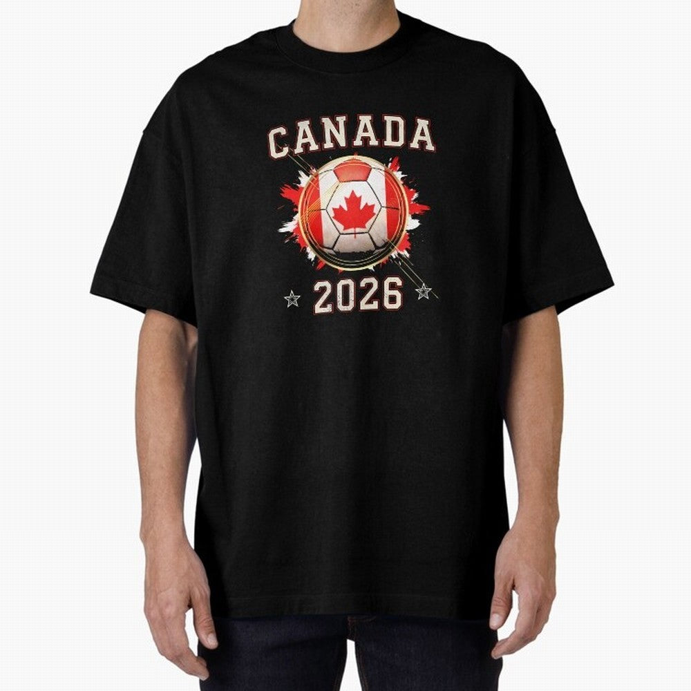 Front Print Canada Soccer World Cup 2026 - Canadian Fan Gift T-Shirt_84561562 Oversized T-Shirt Honor the Football Icons of FIFA World Cup 2026 Group Stage with Messi and Cristiano Ronaldo, Netherlands Energy, Supporter Pride, Iconic Celebrations,