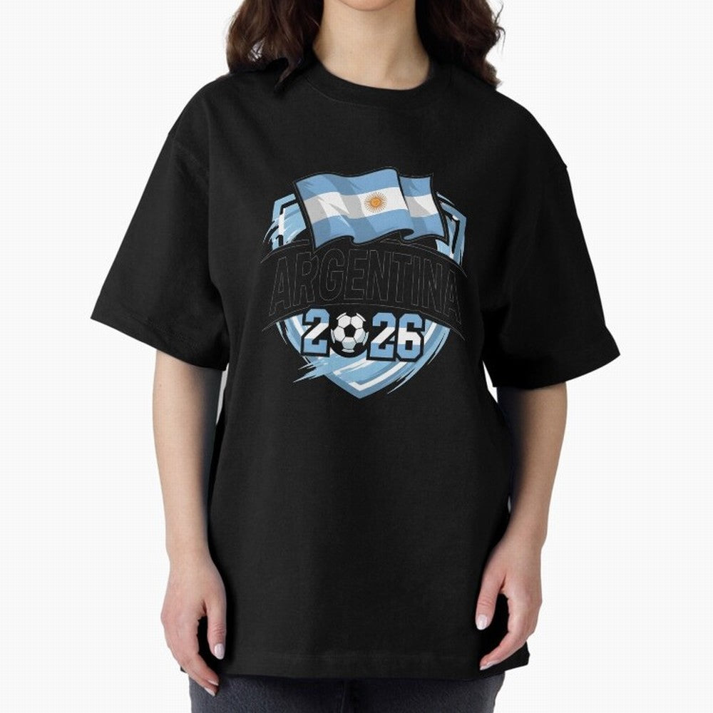 ARGENTINA World Cup 2026 Poster ¨C ARGENTINA Football Oversized T-Shirt Build FIFA World Cup 2026 Highlighting Haaland, France Energy, Sports Nostalgia, International Competition, Famous Players and Unforgettable Victories; Ideal for Passionate
