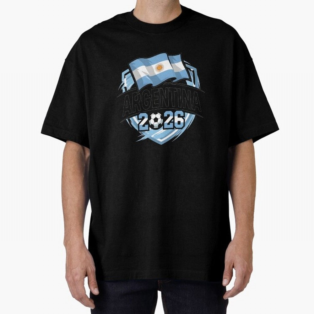 ARGENTINA World Cup 2026 Poster ¨C ARGENTINA Football Oversized T-Shirt Build FIFA World Cup 2026 Highlighting Haaland, France Energy, Sports Nostalgia, International Competition, Famous Players and Unforgettable Victories; Ideal for Passionate