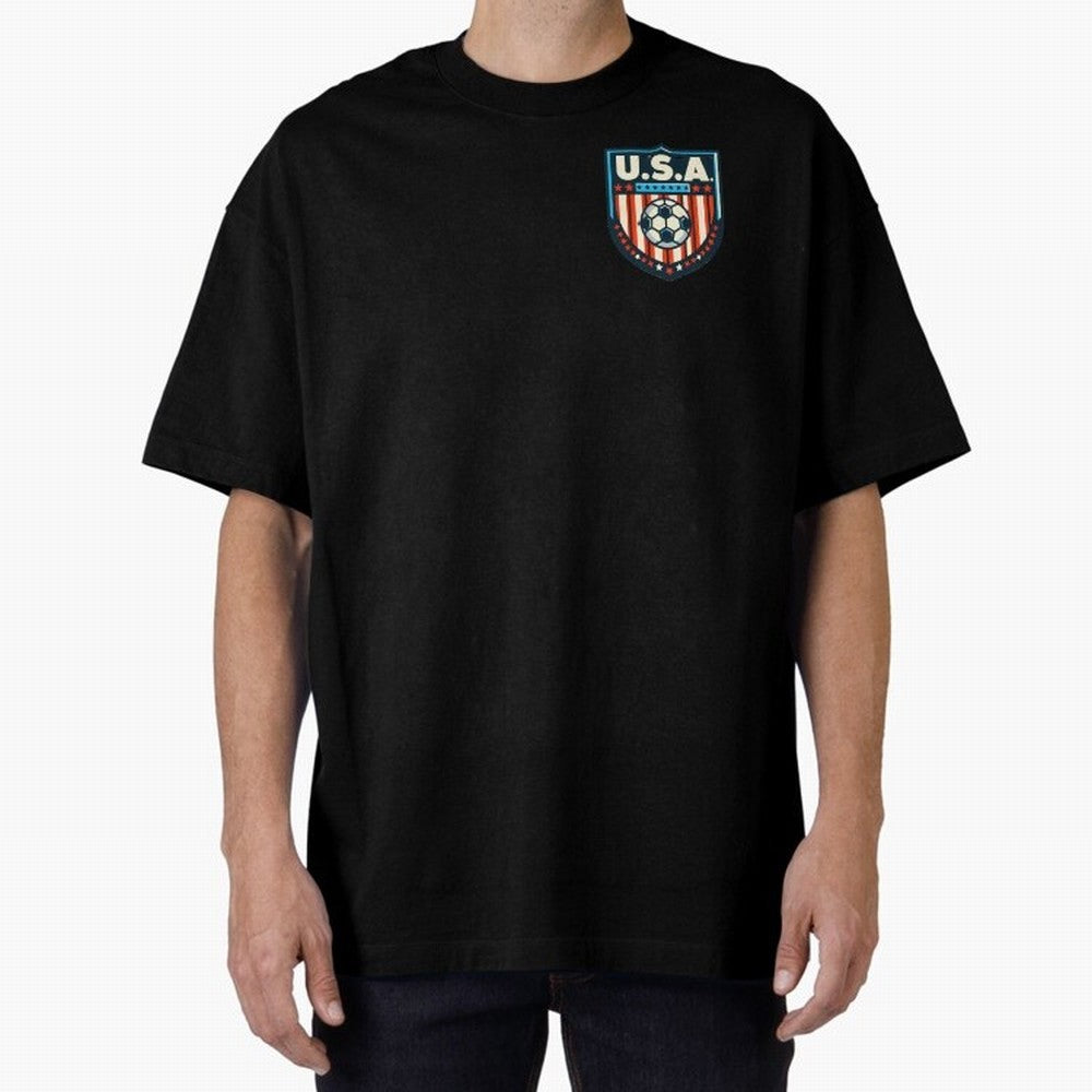 U.S.A Retro Style World Cup 2026 Oversized T-Shirt Represent FIFA World Cup 2026 Group Stage for Fans of Messi, CR7 and Mbappe and Spain, Bringing Tournament Hype, Historic Matchups, Family Viewing Parties and Global Sports Pride; Ideal for Fans
